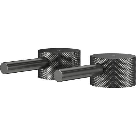 Colore Gunmetal Grey Industrial Style Bath Filler Full Knurled Hot and Cold Tap Heads (1/5)