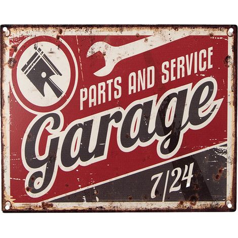 Plaque Murale en Fer Décoration Rétro et Vintage Rouge Gris et Blanc 25 x 20 cm - PANGIVO