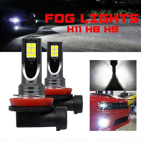 2 Stück H11 H8 H9 Cob LED-Autoscheinwerfer-Nebelscheinwerferlampen 60 W 6000 K Halogen-Ersatzset Klares weißes Licht (1/3)