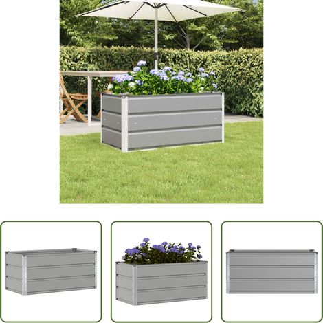 Pot industriel - Jardinière Gris clair 100 x 50 x 45 cm Acier galvanisé (1/5)