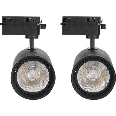 Spotlight LED - 30 W - 220 V AC - 4000 K - Orientation Réglable 360° Horizontal 90° Vertical - Pour Affichage d'Œuvres - Noir - Lot de 2