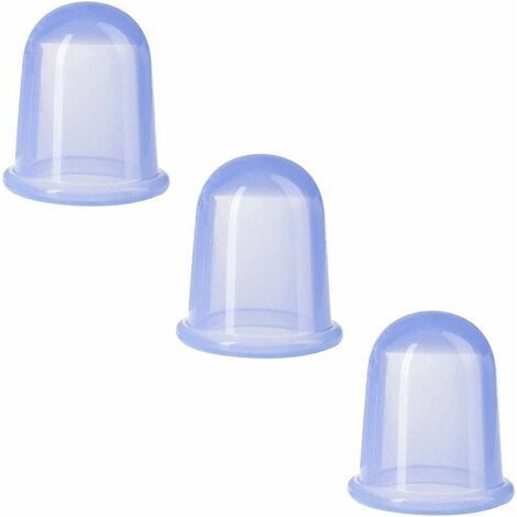 Set of 3 traditional silicone massage cups for pain relief (blue) - AquaForge