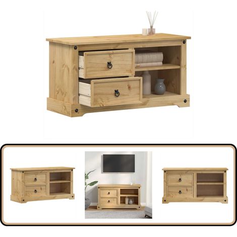 Meuble TV Corona 100x40x52 cm bois de pin massif - Meuble Tv - Meuble Tv Bois - Meuble Tv Design - Meuble Tv Moderne - Meuble Tv Industriel