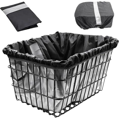 Protection contre la pluie pour panier de vélo, housse pour panier de vélo avec bandes réfléchissantes, protection imperméable contre la pluie pour panier arrière, pour tous les paniers jusqu'à la (1/5)