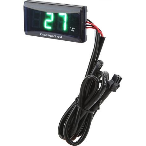 Universelles, schlankes Wassertemperaturmessgerät mit DC12V-LCD-Bildschirm für Motorräder, inklusive 16-mm-T-Stück und grüner Hintergrundbeleuchtung (1/5)