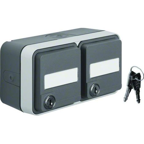 Berker Hager toma de corriente gris IP55 pack 5 piezas