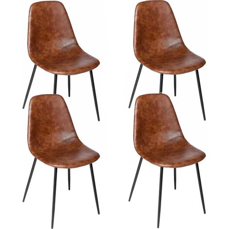 Lot de 4 Chaises Métal "Vladi" 82cm Marron (1/5)