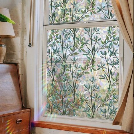 Lámina decorativa para ventanas con efecto vidriera arcoíris - Protección solar - 45 x 200 cm (1/5)