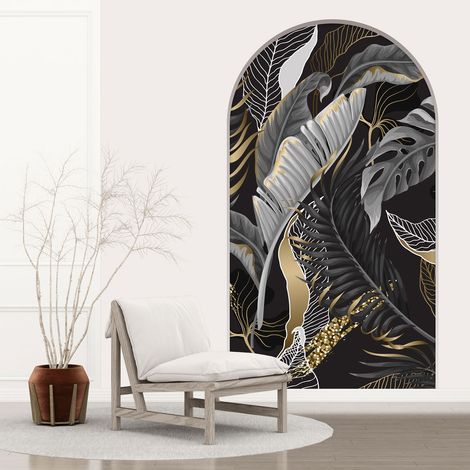 Stickers Trompe l'oeil Arche - Voute - Feuilles Tropicales - 60 x 105 cm (1/5)