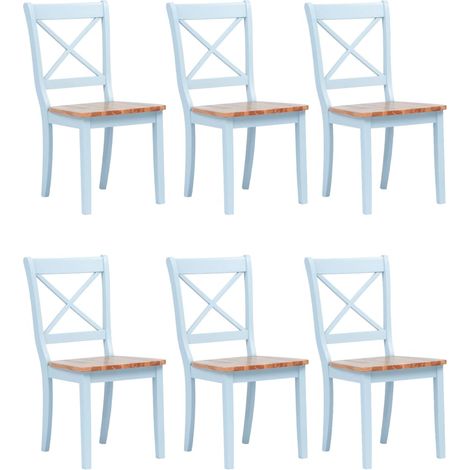 Lot de 6 chaises de salle à manger cuisine style simple gris et bois clair bois d'hévéa massif CDS022433 (1/5)