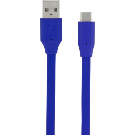 Câble USB-C /USB-A plat 1 m - bleu (1/2)