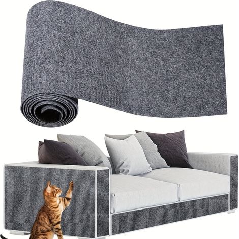 Protection anti-griffures pour canapé pour chat, tapis à griffer auto-adhésif pour canapé et mur, griffoir pour chats, protection découpable contre les griffures de tapis à griffes DIY (Longueur 200 c (1/4)