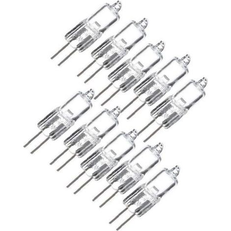 Halogène 20W 12V Single Ended Capsule Ampoules, Finition claire, Blanc brillant, Bi-Pin (G4) Base, 10 Packs (1/4)