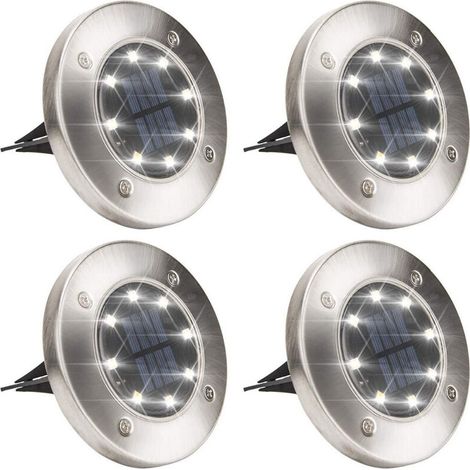 12PCS Outdoor Solar Garden Lights, White Recessed Ground Spotlights, Waterproof Solar Buried Light , Pathway Stairs Landscape Roads Flower Bed (1/4)