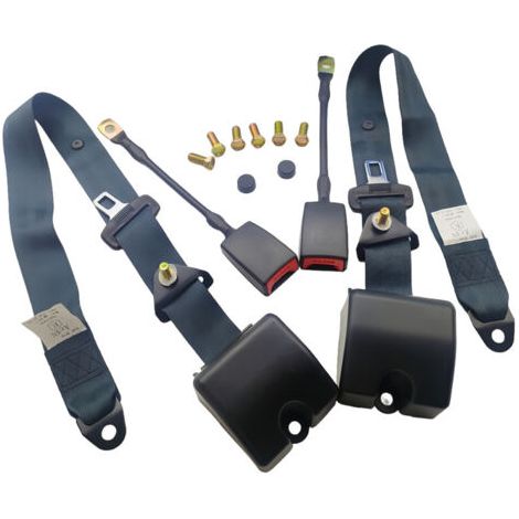 Paquete de 2 cinturones de seguridad retráctiles automáticos de tres puntos para automóviles, autobuses y camiones. Cinturones de hombro ajustables para las filas delantera y trasera. (1/4)