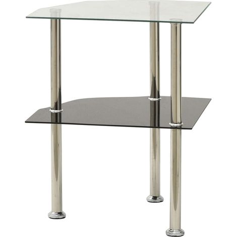 Maison Exclusive - Tavolino 2 Livelli Trasparente Nero 38x38x50 cm Vetro Temperato (1/5)