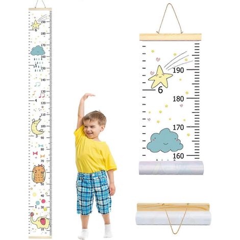 Toise éléphant pour enfant, cadre en bois enroulable, décoration murale amovible pour chambre d'enfant - 7 (1/5)