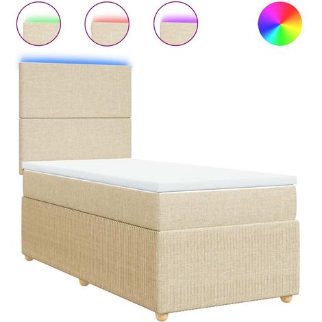 Maison Exclusive - Sommier à lattes de lit avec matelas Crème 100x200 cm Tissu (1/5)
