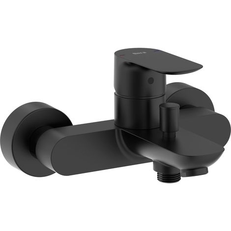 ROCA Mitigeur Bain Douche CALA mural avec inverseur, noir mat (1/3)