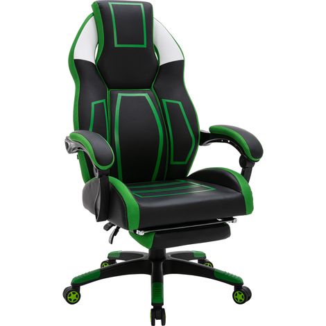 Fauteuil de bureau Gamer Clovis en similicuir Noir / Vert (1/5)