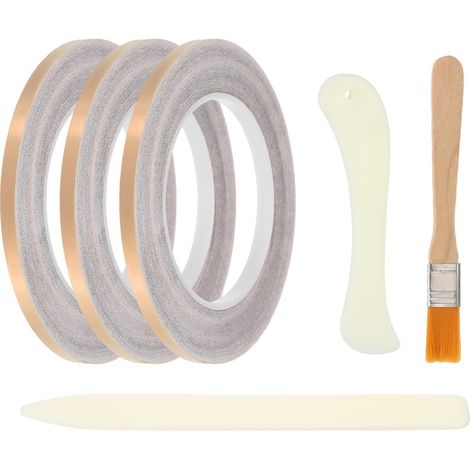 36 Verges 1/4 Pouce Ruban De Cuivre, 3 Rouleaux Ruban De Cuivre Noir Avec Face Conductrice Outil Vitrail Avec Racloir Et Pinceau Pour Outils Vitrail DIY Artisanat (1/5)