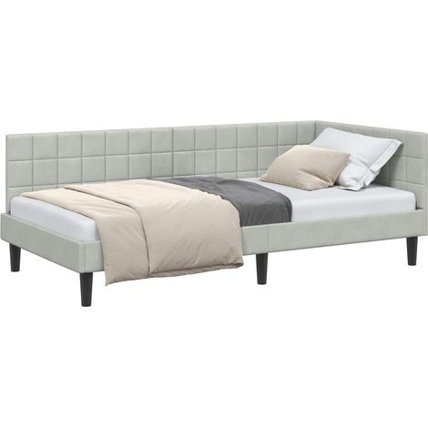 Maison Exclusive - Cornice del letto ad angolo Grigio chiaro 90 cm x 200 cm