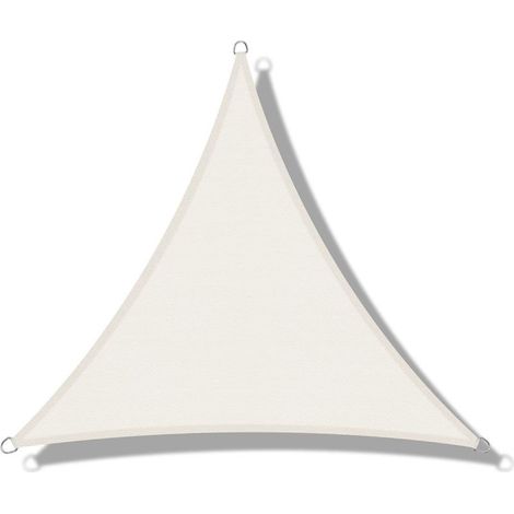 Voile d'ombrage (HDPE) Triangulaire 3.6 x 3.6 x 3.6m Crème Protection des Rayons UV pour Terrasse Camping Extérieur Jardin (1/5)