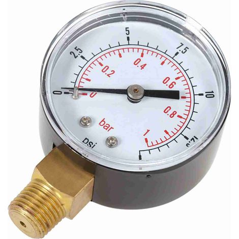 Manomètre hydraulique 50 mm pour filtre de piscine, indicateur de pression à cadran, filetage 1/4" NPT (1/5)