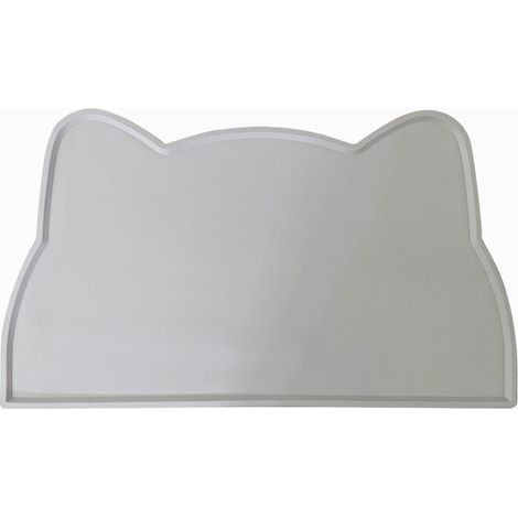 Tappetino in silicone per ciotola di cane/gatto, con motivo a testa di gatto, colore grigio. (1/5)