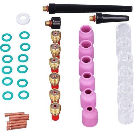 Kit d'accessoires pour torche de soudage TIG 40 pièces (pince, buse en alumine, coupelle à lentille à gaz, compatible avec WP-9/20/25) (1/5)