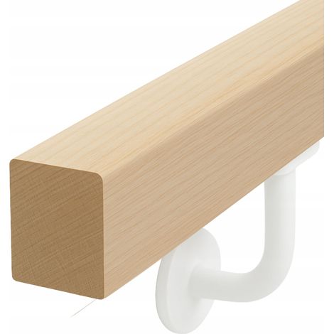 Handlauf Aus Massivem Eschenholz Mit 2 Kostenlosen Wandhaltern, Treppenhandlauf, 5,5 x 4,3 x 160 cm