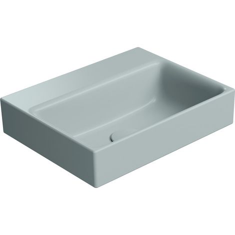 Lavabo en céramique NUBES 40x32cm, bord inférieur groud, sans trou pour robinetterie, ghiaccio mat (1/3)