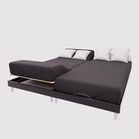 Drap housse TPR en coton 57 fils 2x80x200 cm UNI noir, par Soleil d'Ocre