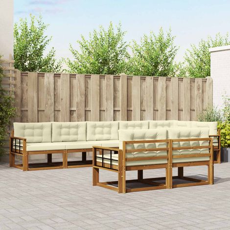 vidaXL Outdoor-Sofagarnitur 8 Stk. Natur und Creme (1/5)