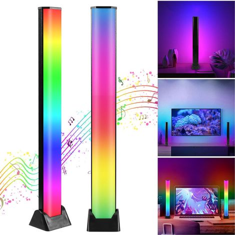 Lot de 2 bandes lumineuses LED RGB, microphone synchronisé à la musique, lumière rythmique, bande lumineuse d'ambiance, lumière de jeu, rétroéclairage TV. (1/5)