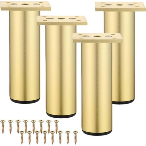 Lot de 4 pieds de meubles réglables en alliage d'aluminium, (doré, 20 cm) 200 mm, pour armoire, mobilier de bureau, canapé, métal (1/5)