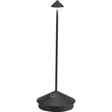 Lampe De Table Led Pina Pro Noir Mat Rechargeable Et Dimmable Sans Fil Zafferano