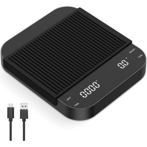 Balance de Cuisine, Balance à Café 3kg/0.1g, Balance à Espresso, Balances Alimentaires de Précision, USB, Coffee Scale avec Minuteur, Affichage LED, Fonction Tare, Arrêt Automatique (1/5)