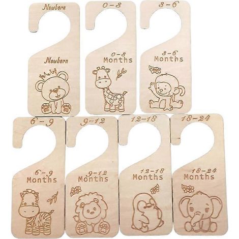hölzerne Schubladeneinsätze für Babys, Kleiderschrank-Organizer fürs Kinderzimmer, Tiermotive, Babyaufbewahrung, 7-teilig, Kinderzimmerdekoration.