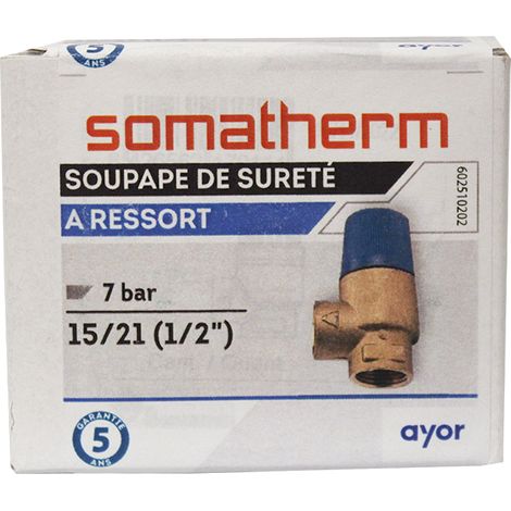 Soupape de sureté 7 bars femelle/femelle 1/2" (15/21) - Somatherm (1/4)