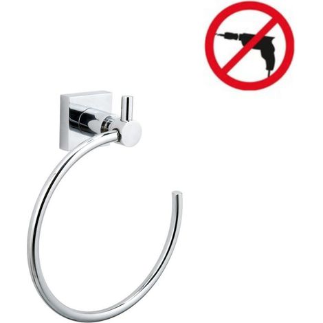 Tesa  Hukk Handtuchring, Metall verchromt, einfache Anbringung ohne Bohren (40254-00000-00) (1/5)