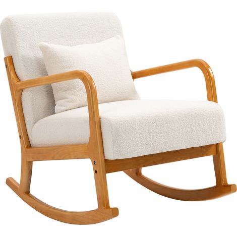 Nordlys – Fauteuil à bascule scandinave en tissu polyester – Dossier haut et mousse haute densité – Dimensions 64x88x80cm – Poids max 120kg (1/5)
