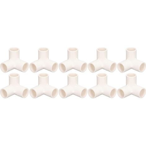 10 Stück 3-Wege-Rohrverbinder aus PVC-Kunststoff, T-Stück, Winkel, Eckverbinder, 25 mm Innendurchmesser, weiß