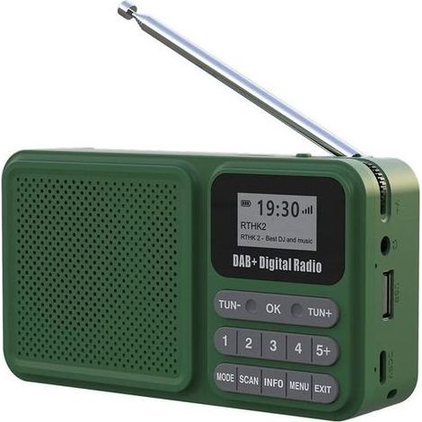 Adatto per la radio digitale DAB+ e FM portatile di energia solare, supporto USB, TF card e lettori MP3, con built-in altoparlanti e schermi LCD. (1/5)
