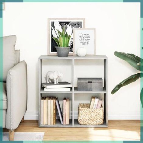 858006 étagère séparatrice de pièce gris béton 69,5x29x69,5 cm (1/5)