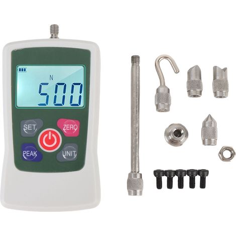 Dynamomètre numérique 100N, lot de 4, écran rétroéclairé, arrêt automatique, portable haute précision pour tests de traction et compression (1/5)