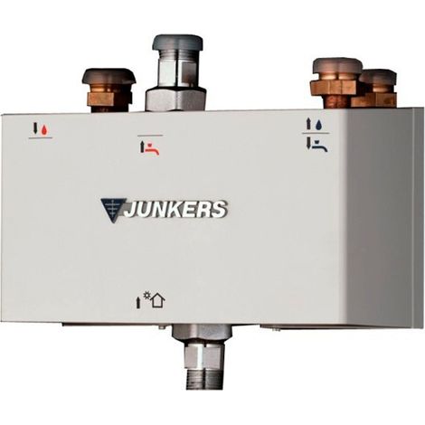 Junkers Bosch – Kit solaire pour chauffe-eau à gaz – Raccordement avec vannes de mélange – Support mural et tuyaux flexibles inclus – Compatible JUNKERS (1/2)