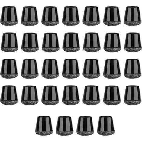 Protecteur de pied de chaise 32 pièces, petits patins de chaise, protecteurs de sol en silicone noir avec patins en feutre, pour (1/5)