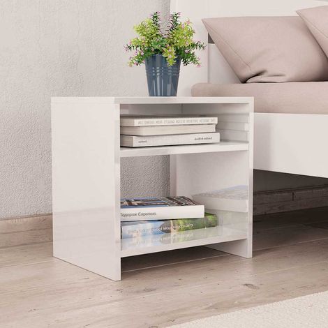 vidaXL Comodini 2 pz Bianco Lucido 40x30x40 cm in Legno (1/5)