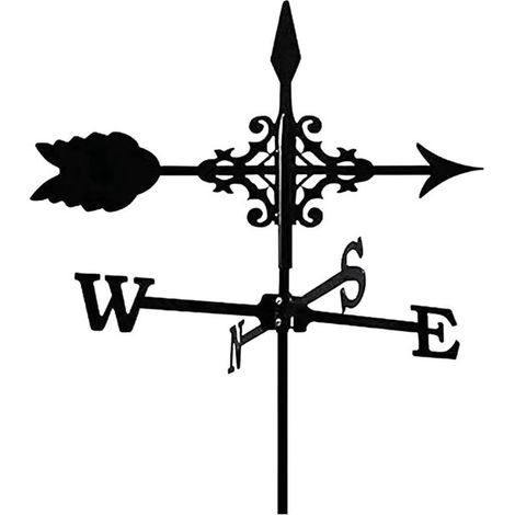 Girouette en métal - Silhouette de girouette - Girouette et anémomètre - Sur poteau - Extérieur - Décoration de jardin - Robuste et durable - Pour jardins, espaces extérieurs, fermes, granges et terra (1/5)